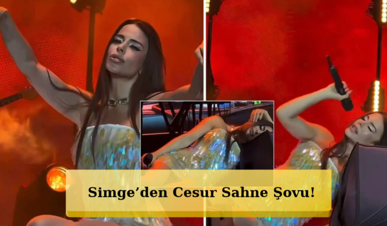 Simge Sahneye Damga Vurdu! Hoparlörün Üzerine Uzandı